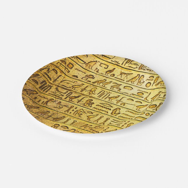 Alte ägyptische Hieroglyphen Gelb Paper Teller (Schrägansicht)