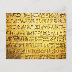 Alte ägyptische Hieroglyphen gelb Postkarte