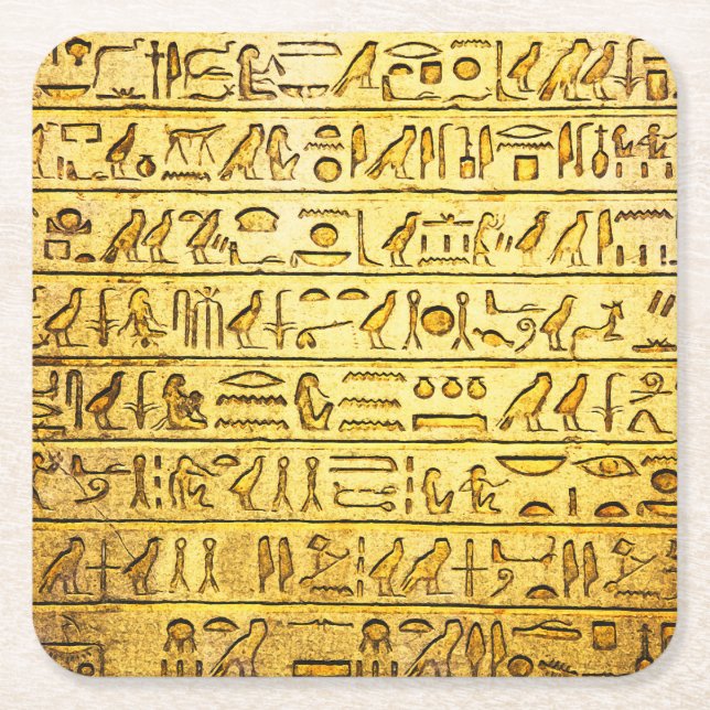 Alte ägyptische Hieroglyphen gelb Rechteckiger Pappuntersetzer (Vorderseite)