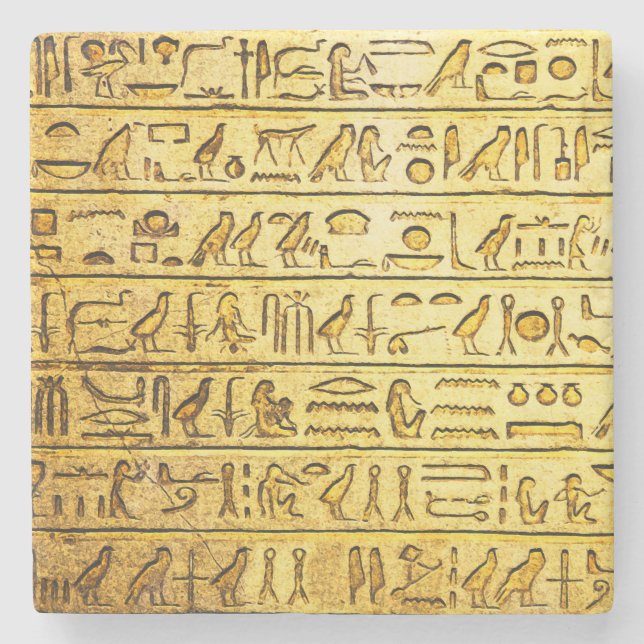 Alte ägyptische Hieroglyphen gelb Steinuntersetzer (Vorderseite)