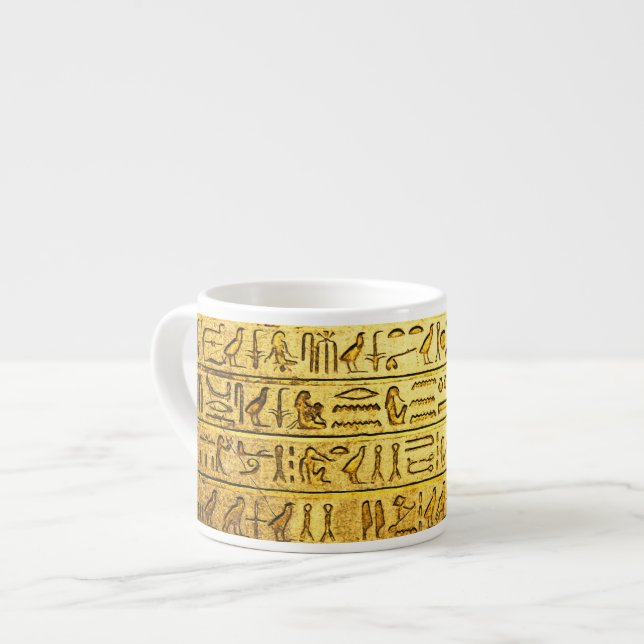 Alte ägyptische Hieroglyphen Gelbe Spezialität Tas Espressotasse (Vorderseite Links)