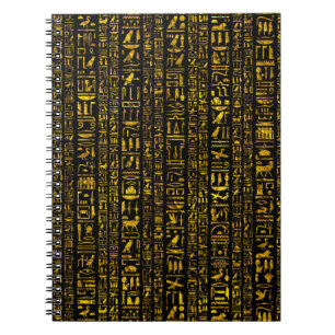 Alte ägyptische Hieroglyphen, Gold und Schwarz Notizblock