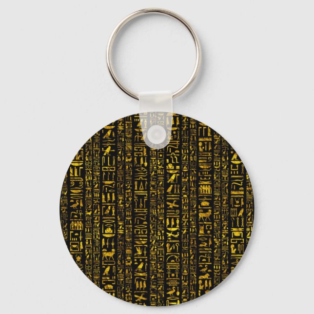 Alte ägyptische Hieroglyphen, Gold und Schwarz Schlüsselanhänger (Vorderseite)
