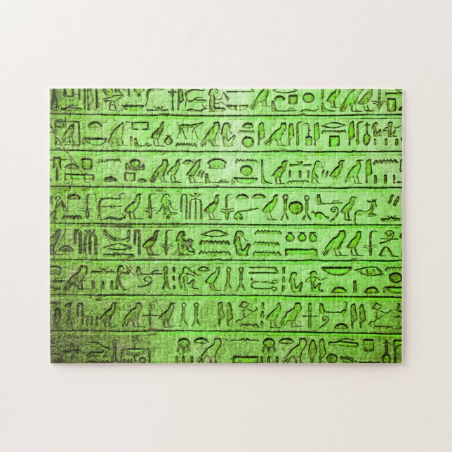 Alte ägyptische Hieroglyphen Green Jigsaw Puzzle (Horizontal)
