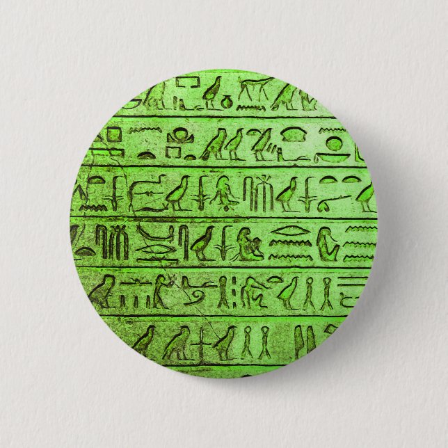 Alte ägyptische Hieroglyphen grün Button (Vorderseite)