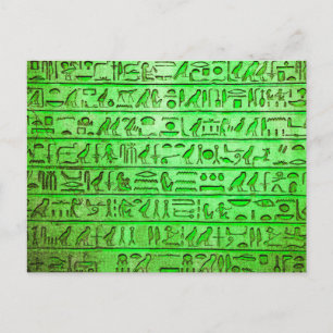 Alte ägyptische Hieroglyphen grün Postkarte