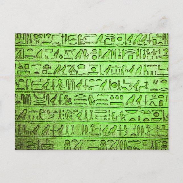 Alte ägyptische Hieroglyphen grün Postkarte (Vorderseite)