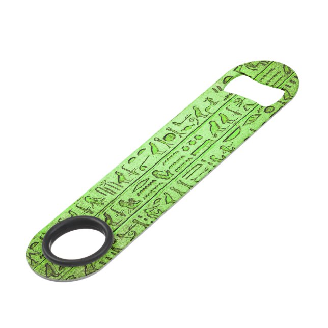Alte ägyptische Hieroglyphen grün Speed Flaschenöffner (Vorderseite Schrägansicht)