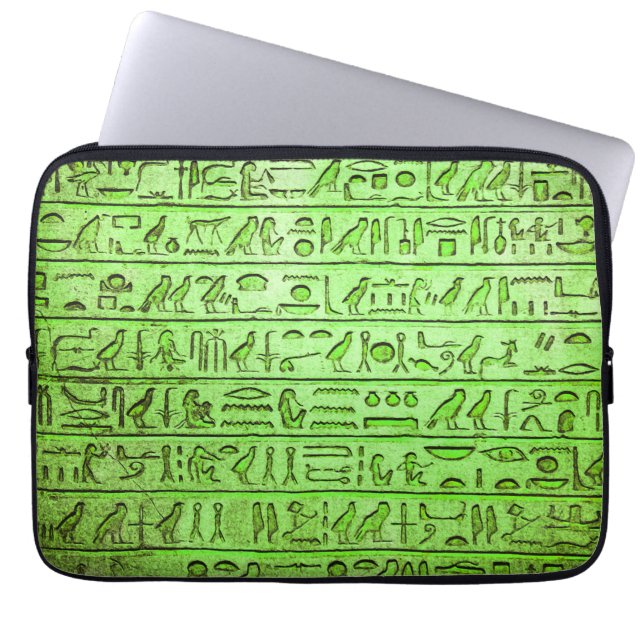 Alte ägyptische Hieroglyphen Grüner Laptop-Sieb Laptopschutzhülle (Vorderseite)