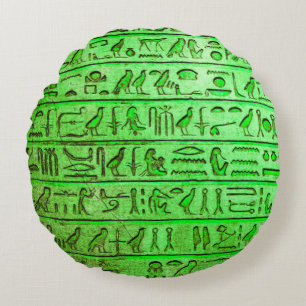 Alte ägyptische Hieroglyphen Grünes Rundkissen Rundes Kissen