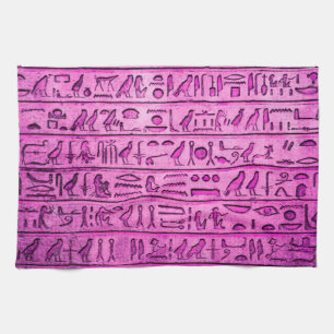 Alte ägyptische Hieroglyphen Lila Handtuch