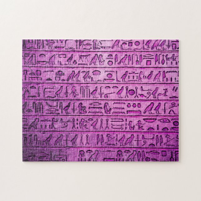 Alte ägyptische Hieroglyphen Lila Jigsaw Puzzle (Horizontal)