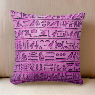 Alte ägyptische Hieroglyphen Lila Platz Pillow Kissen