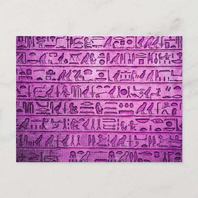Alte ägyptische Hieroglyphen Lila Postkarte (Vorderseite)