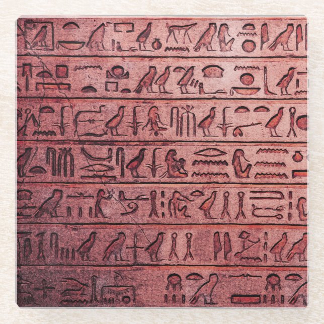 Alte ägyptische Hieroglyphen rot Glasuntersetzer (Vorderseite)