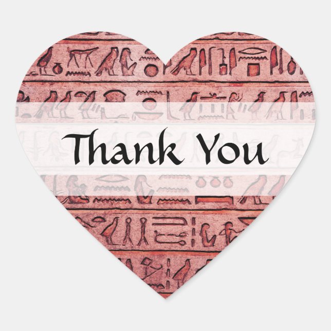 Alte ägyptische Hieroglyphen rot Herz-Aufkleber (Vorderseite)