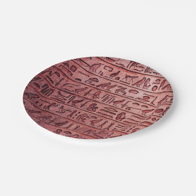 Alte ägyptische Hieroglyphen Rot Paper Teller (Schrägansicht)