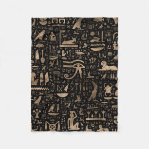 Alte ägyptische Hieroglyphen - Schwarzes und Gold Fleecedecke