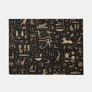 Alte ägyptische Hieroglyphen - Schwarzes und Gold Fußmatte