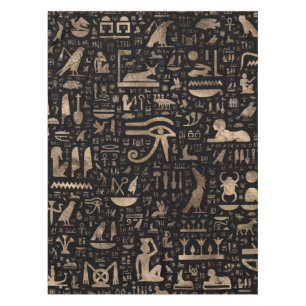 Alte ägyptische Hieroglyphen - Schwarzes und Gold Tischdecke