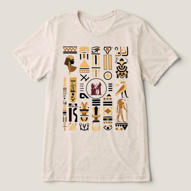 Alte ägyptische Hieroglyphen Tri-Blend Shirt (Design Vorderseite)