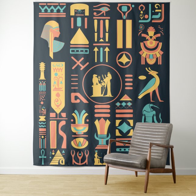 Alte ägyptische Hieroglyphen Wandteppich (Beispiel)