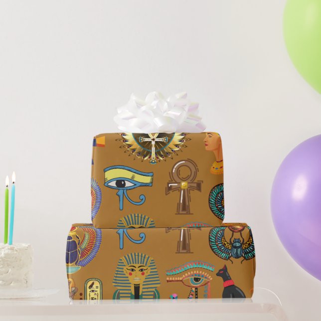 Alte ägyptische Hieroglyphie-Muster Hieroglyphi Geschenkpapier (Partygeschenke)