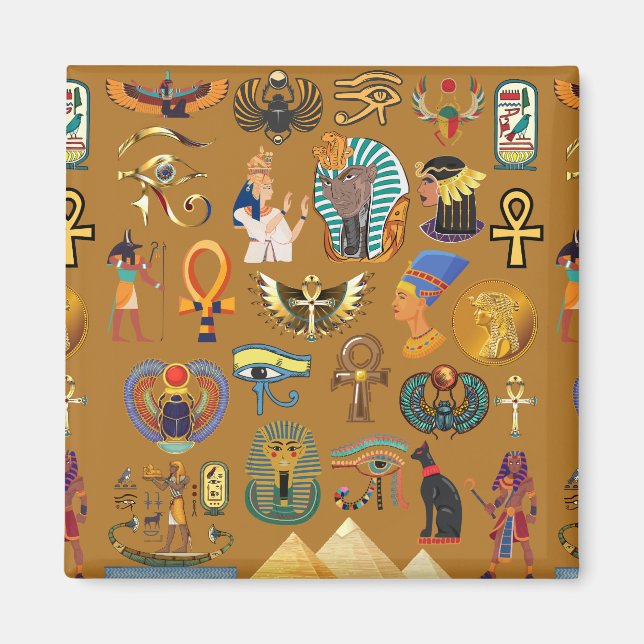 Alte ägyptische Hieroglyphie-Muster Hieroglyphi Magnet (Vorne)