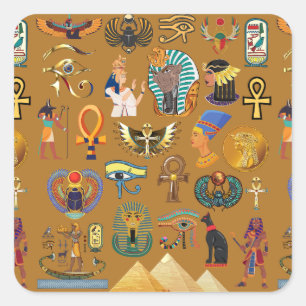 Alte ägyptische Hieroglyphie-Muster Hieroglyphi Quadratischer Aufkleber