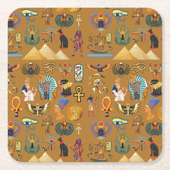 Alte ägyptische Hieroglyphie-Muster Hieroglyphi Rechteckiger Pappuntersetzer (Vorderseite)