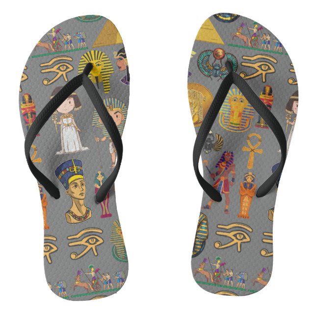 Alte ägyptische Hieroglyphie-Muster Pharao Flip Flops (Fußbett)