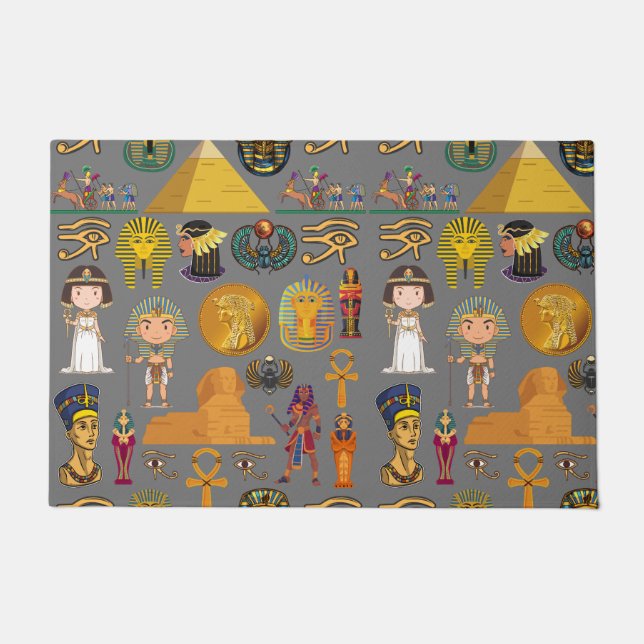 Alte ägyptische Hieroglyphie-Muster Pharao Fußmatte (Vorderseite)