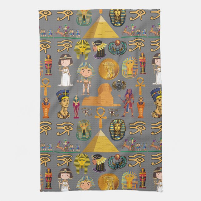 Alte ägyptische Hieroglyphie-Muster Pharao Geschirrtuch (Vertikal)