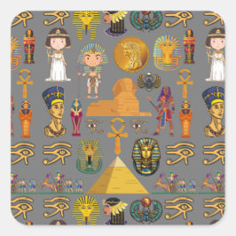 Alte ägyptische Hieroglyphie-Muster Pharao Quadratischer Aufkleber