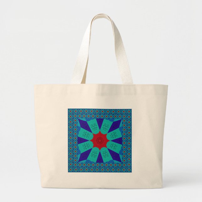 Alte ägyptische Kunst: Ein lebendiger Mandala. Jumbo Stoffbeutel (Vorne)