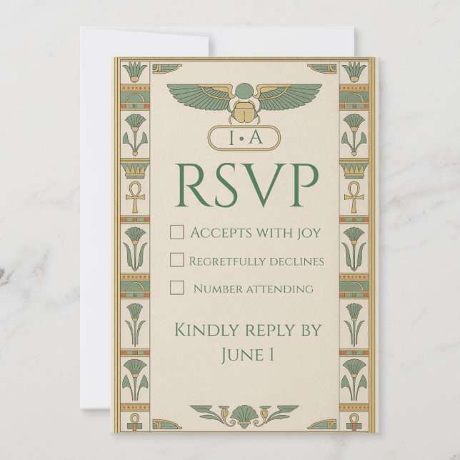 Alte ägyptische Sacred RSVP Card Einladung (Vorderseite)