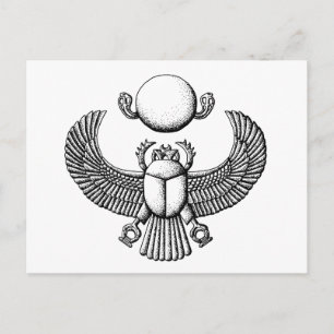 Alte ägyptische Skarabäerin schwarz und weiß Postkarte