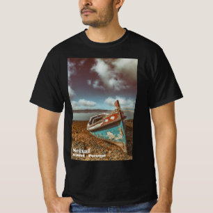 Alte Aiola. Traditionelles portugiesisches Boot am T-Shirt