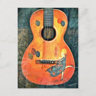 Alte Akustikgitarre Postkarte