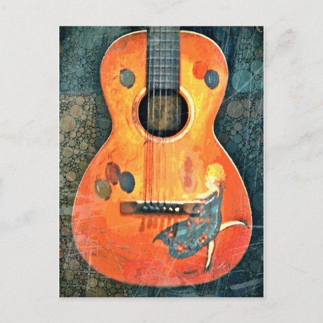 Alte Akustikgitarre Postkarte (Vorderseite)