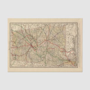 Alte Alabama-Eisenbahnkarte (1888) Seidenpapier
