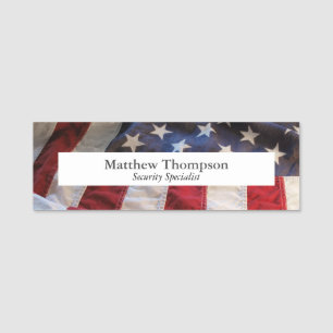 Alte amerikanische Flagge Namensschild