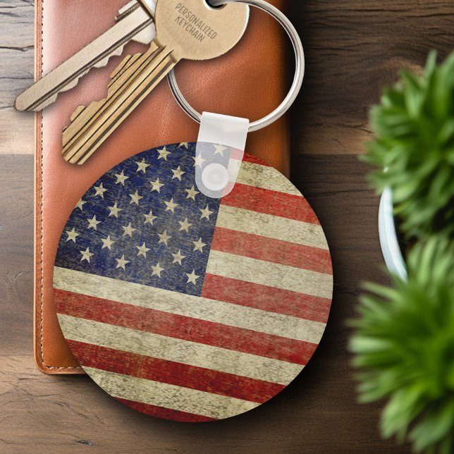 Alte amerikanische Flagge Schlüsselanhänger (Personalized Keychain - Vintage American Flag)