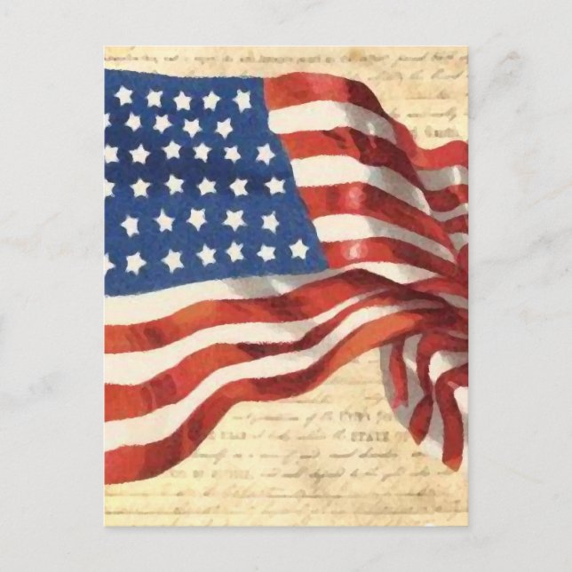 Alte amerikanische Flaggenmalerei Postkarte (Vorderseite)