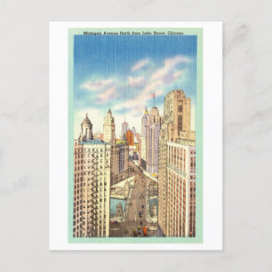 Alte Ansicht der Michigan Avenue in Chicago Postkarte