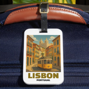 Alte Ansicht von Lissabon, Portugal, Retro-Straßen Gepäckanhänger