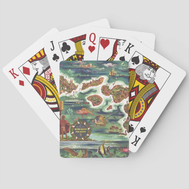 Alte antike Hawaiianische Inseln Karte Historisch Spielkarten (Rückseite)