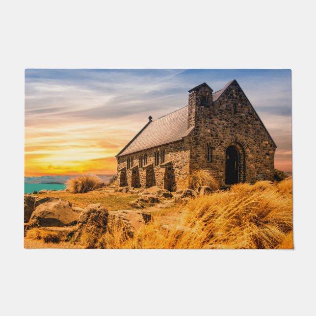 Alte antike Kirche auf der Plains Floor Mat Fußmatte (Vorderseite)