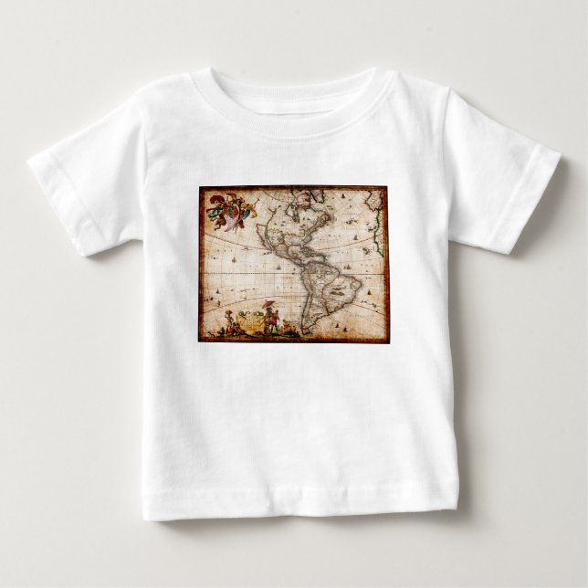 Alte Antike Nord- und Südamerika Karte Baby T-shirt (Vorderseite)