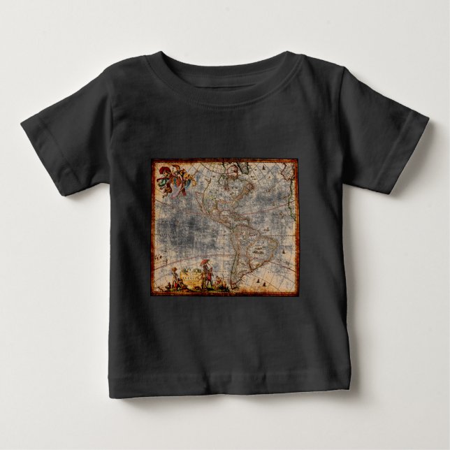 Alte Antike Nord- und Südamerika Karte Baby T-shirt (Vorderseite)